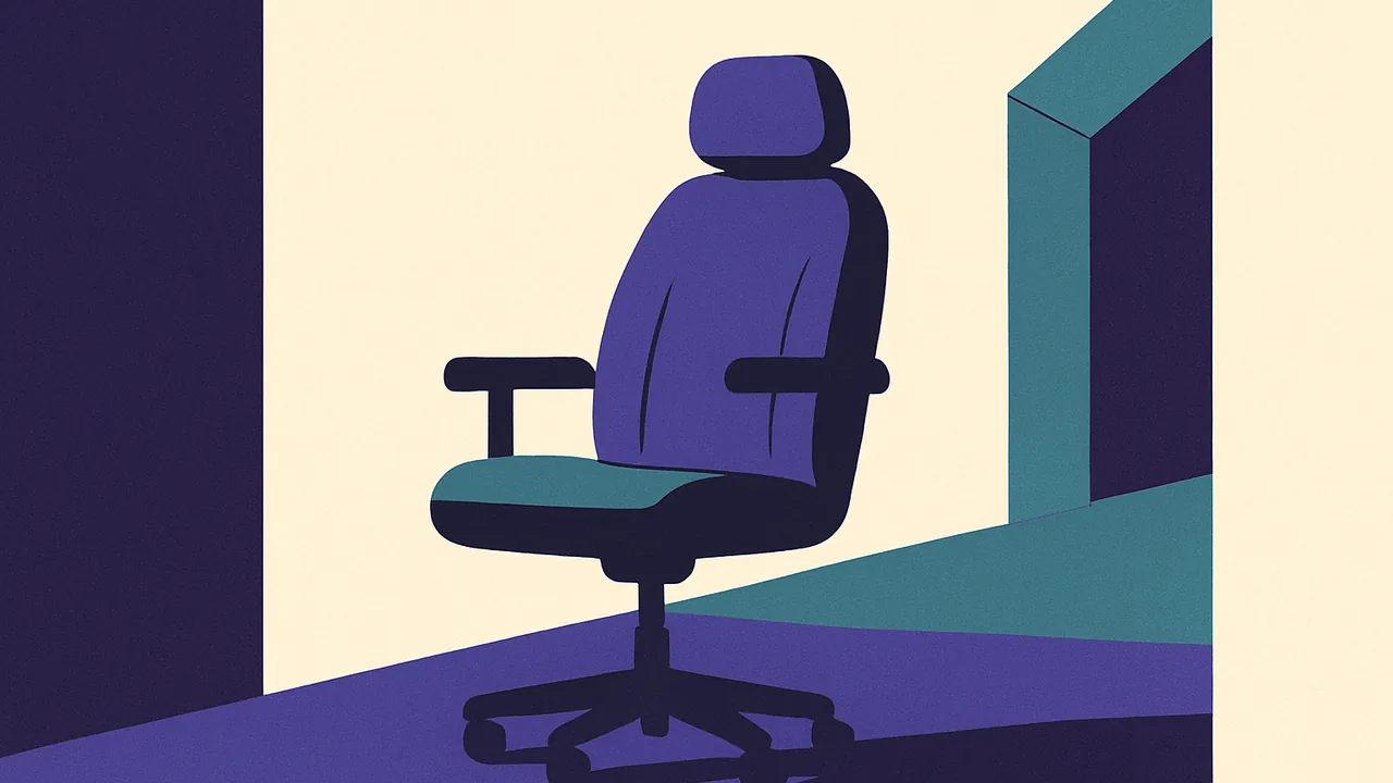 an empty driver's seat in a moving office chair gliding down a corridor