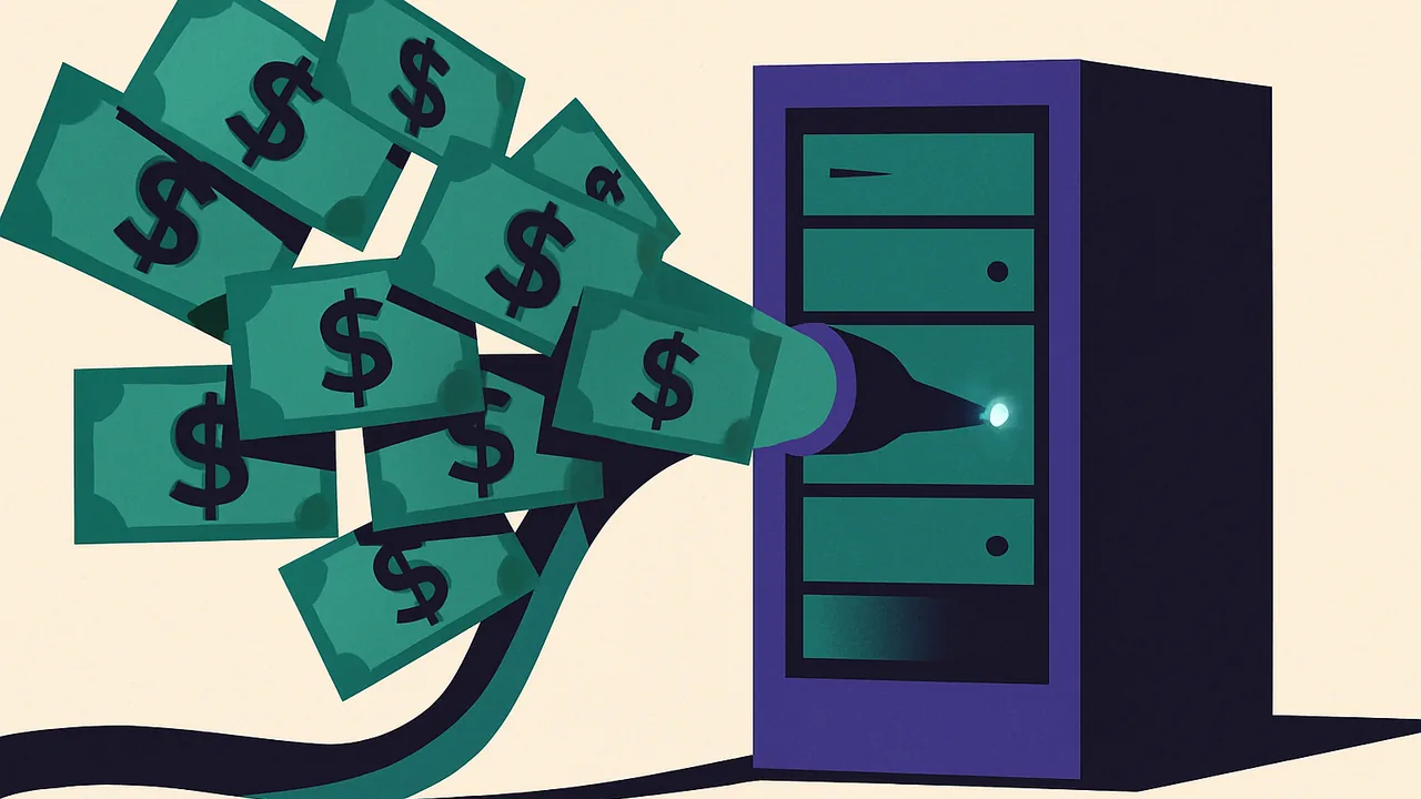 a firehose of cash blasting into a single humming server rack