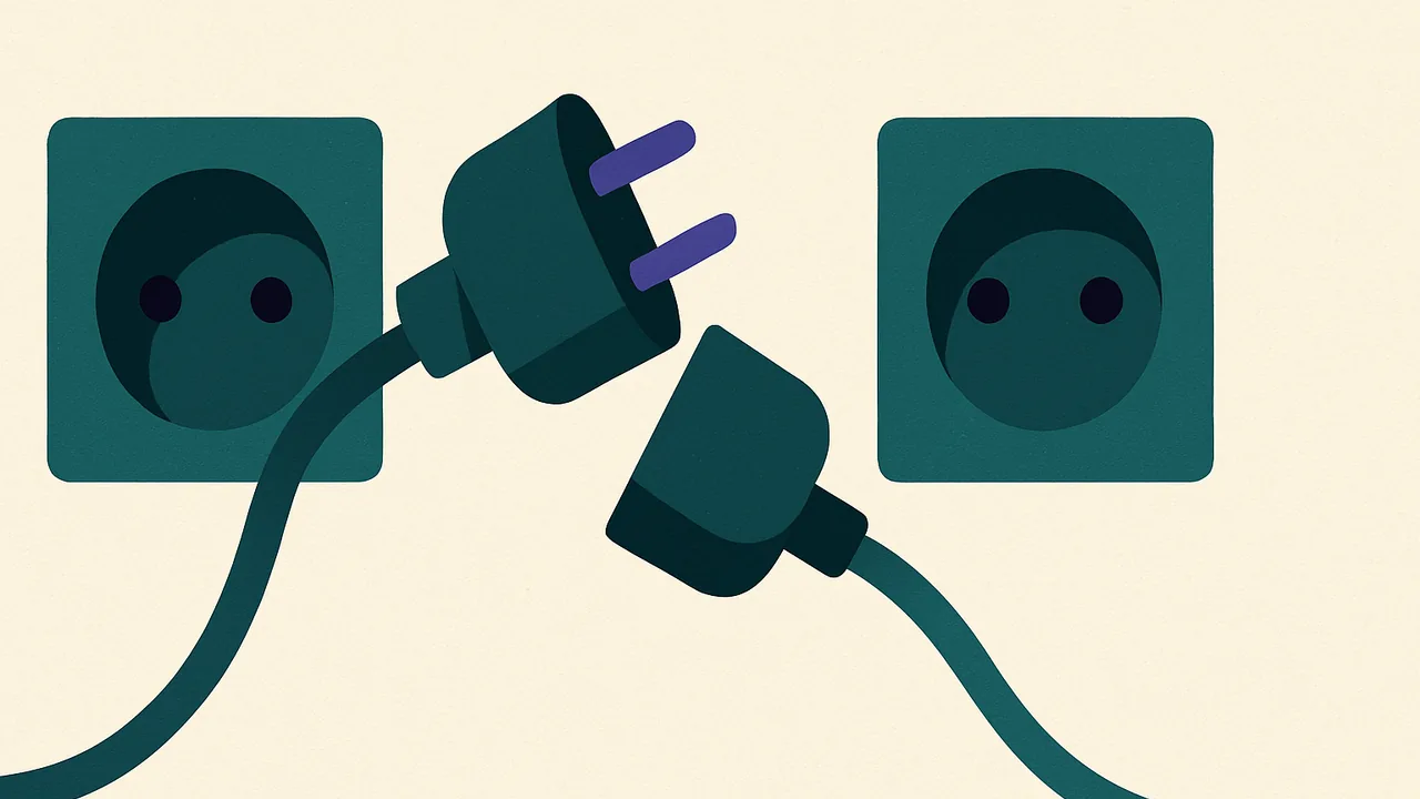 a plug pulled from one socket and reconnected to another identical socket