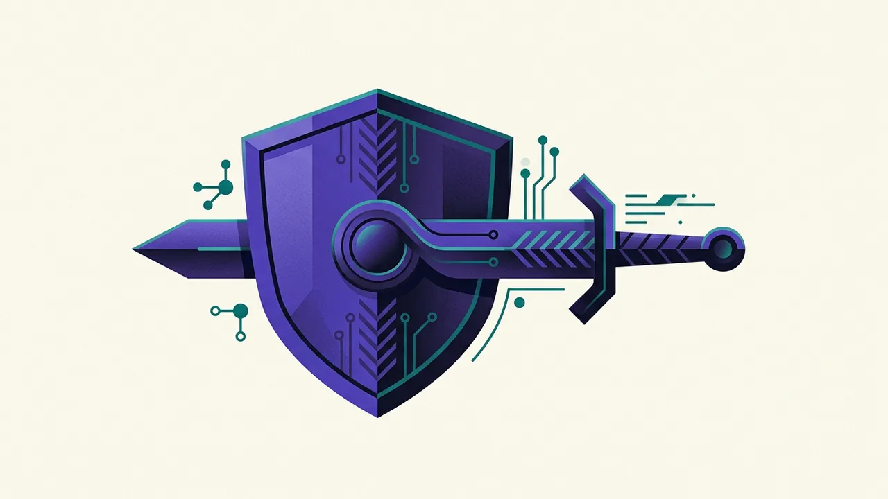 a shield and a sword made from the same piece of metal, lying side by side