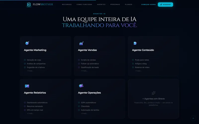 Agentes especializados do FlowBrother OS
