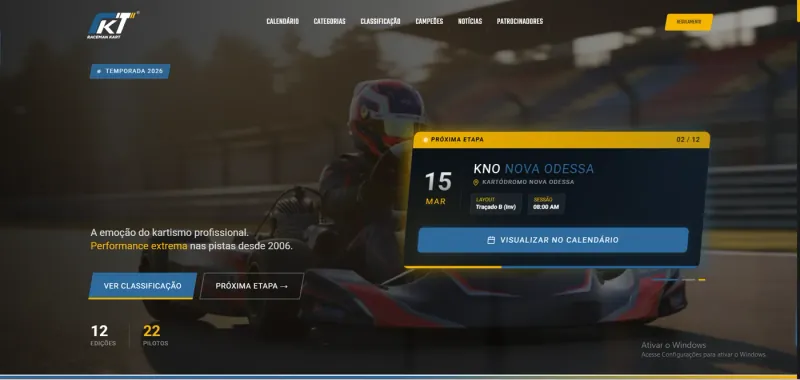 Dashboard do Raceman Kart
