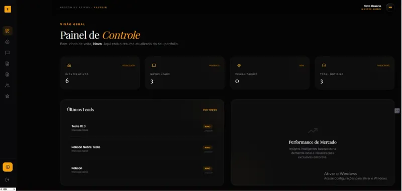 Dashboard da Valtair Imobiliária
